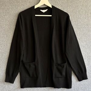 Time and Tru Knit Open Front Sweater M Black